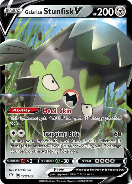 Galarian Stunfisk V - Darkness Ablaze 128/189 Pokémon card