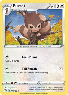 Furret - Darkness Ablaze 136/189 Pokémon card