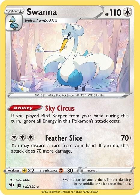 Swanna - Darkness Ablaze 149/189 Pokémon card