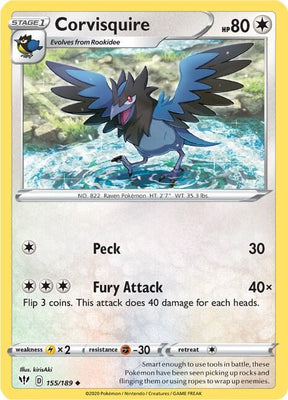 Corvisquire - Darkness Ablaze 155/189 Pokémon card