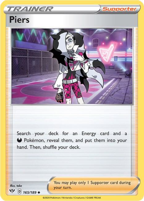 Piers - Darkness Ablaze 165/189 Pokémon card