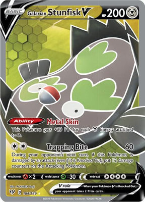 Galarian Stunfisk V (Full Art) - Darkness Ablaze 184/189 Pokémon card