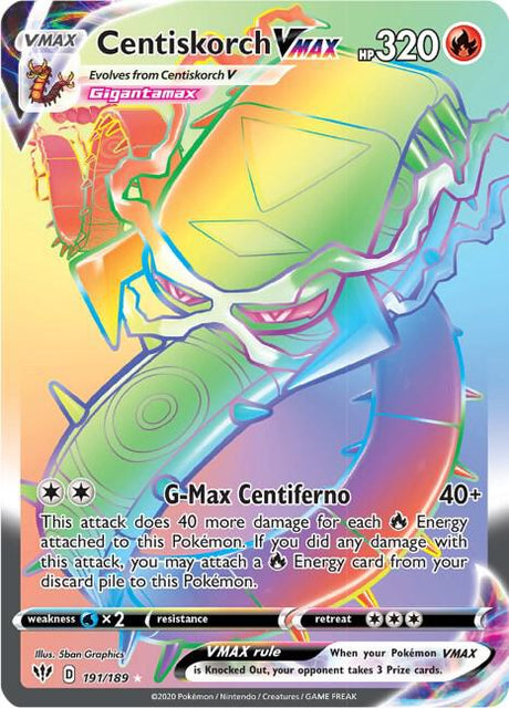 Centiskorch VMAX (Secret) - Darkness Ablaze 191/189 Pokémon card
