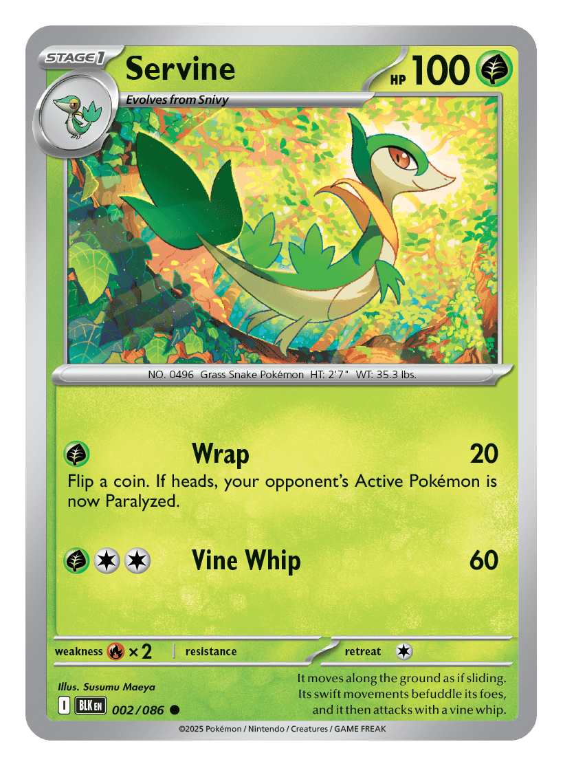 Servine 002/086 - Pokémon TCG Black Bolt card