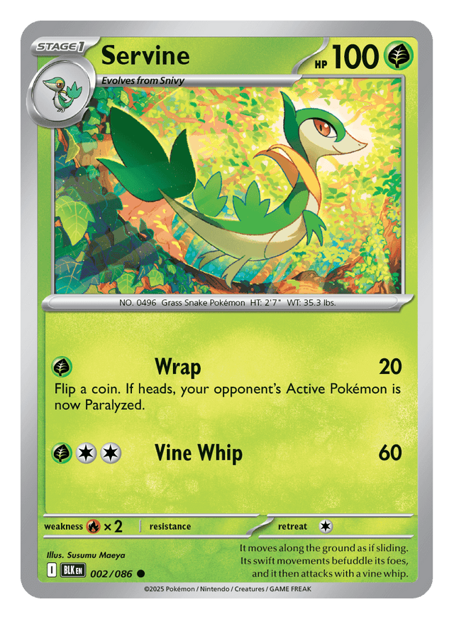 Servine 002/086 - Pokémon TCG Black Bolt card