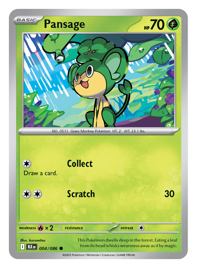Pansage 004/086 - Pokémon TCG Black Bolt card