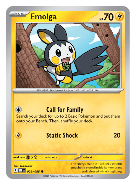 Emolga 029/086 - Pokémon TCG Black Bolt card