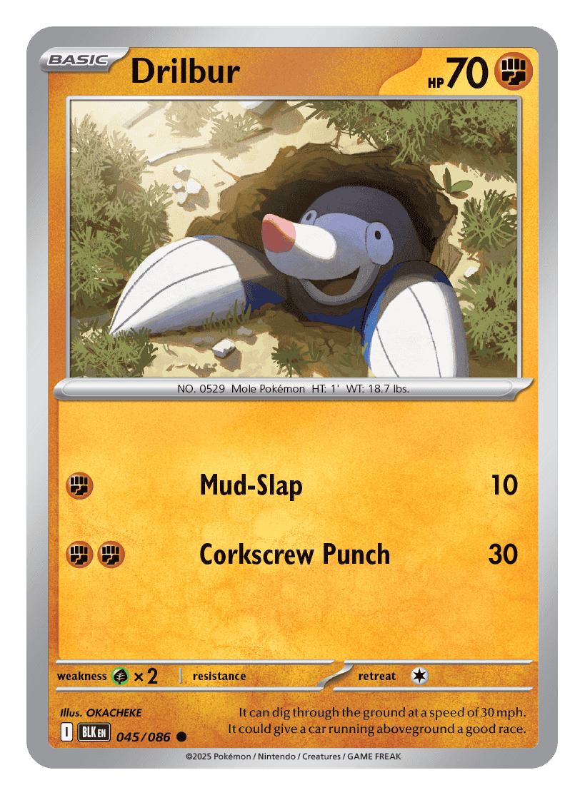Drilbur 045/086 - Pokémon TCG Black Bolt card