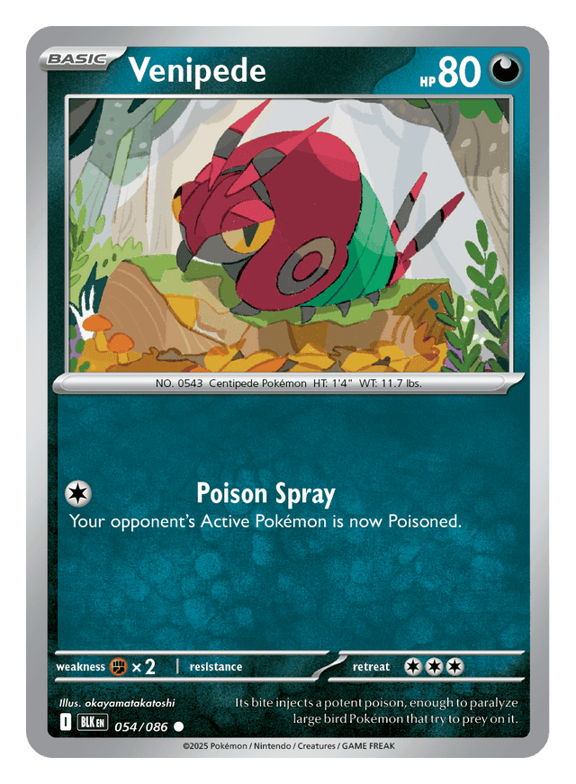 Venipede 054/086 - Pokémon TCG Black Bolt card