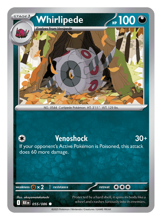 Whirlipede 055/086 - Pokémon TCG Black Bolt card