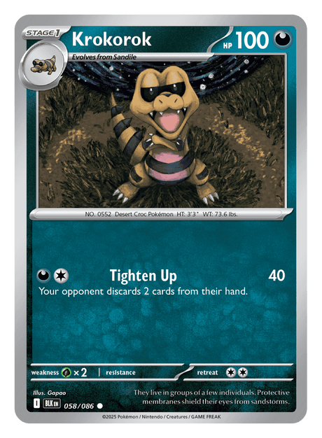 Krokorok 058/086 - Pokémon TCG Black Bolt card