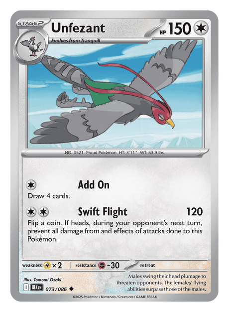 Unfezant 073/086 - Pokémon TCG Black Bolt card