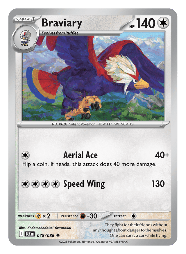 Braviary 078/086 - Pokémon TCG Black Bolt card