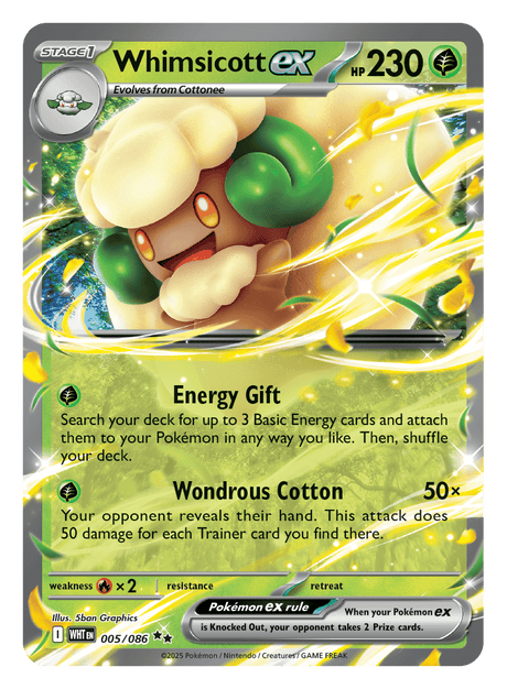 Whimsicott ex 005/086 - Pokémon TCG White Flare card