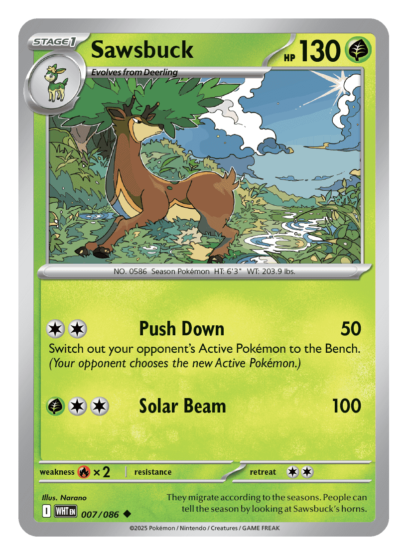Sawsbuck 007/086 - Pokémon TCG White Flare card
