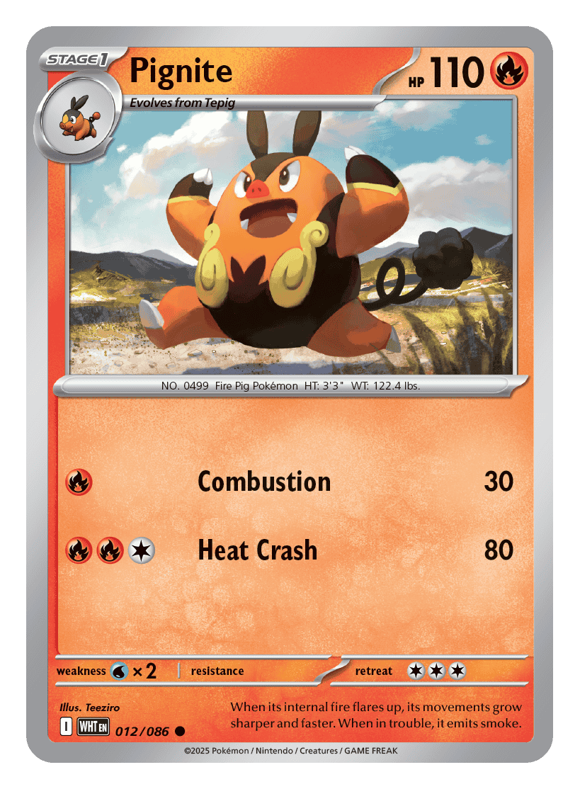 Pignite 012/086 - Pokémon TCG White Flare card