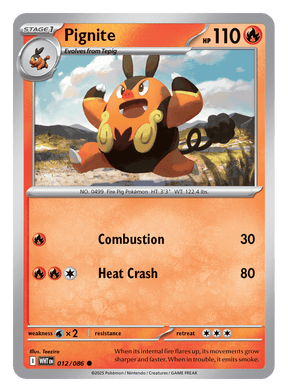 Pignite 012/086 - Pokémon TCG White Flare card