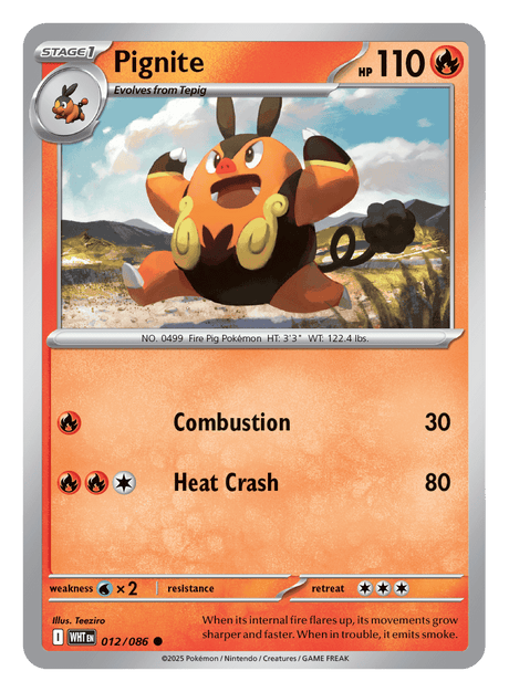 Pignite 012/086 - Pokémon TCG White Flare card