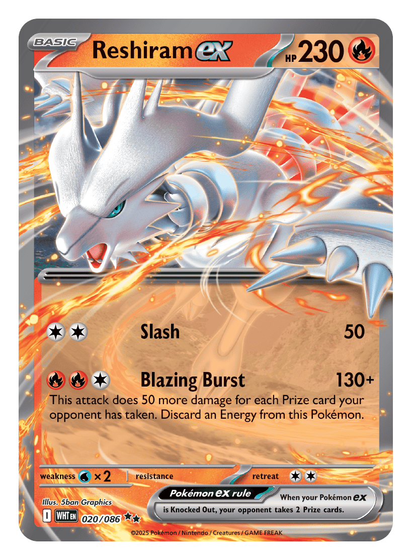 Reshiram ex 020/086 - Pokémon TCG White Flare card
