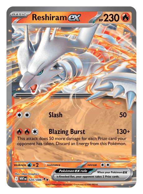 Reshiram ex 020/086 - Pokémon TCG White Flare card