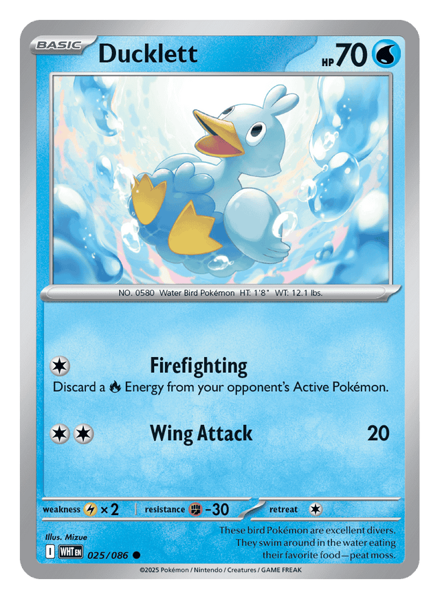 Ducklett 025/086 - Pokémon TCG White Flare card