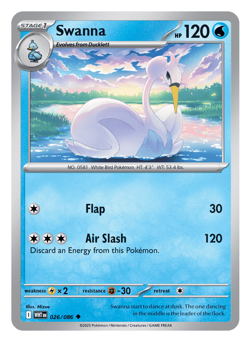 Swanna 026/086 - Pokémon TCG White Flare card
