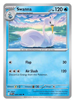 Swanna 026/086 - Pokémon TCG White Flare card
