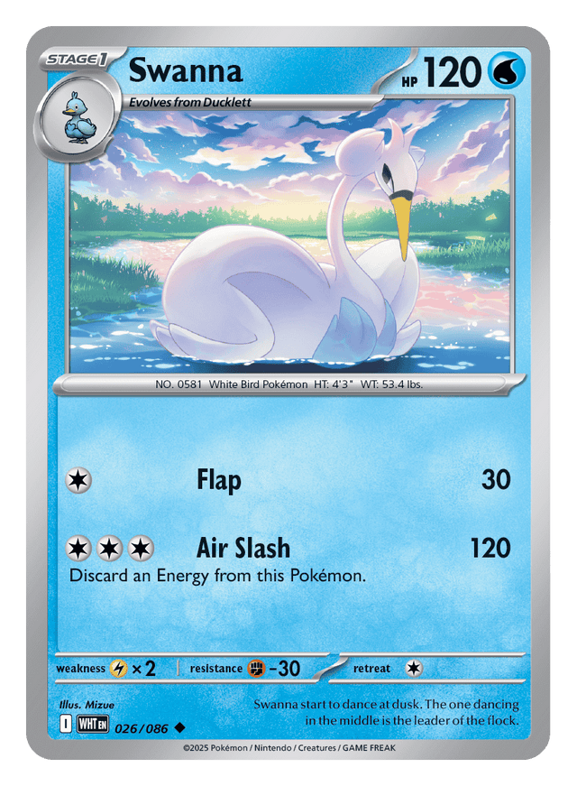 Swanna 026/086 - Pokémon TCG White Flare card