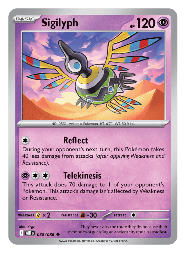 Sigilyph 038/086 - Pokémon TCG White Flare card