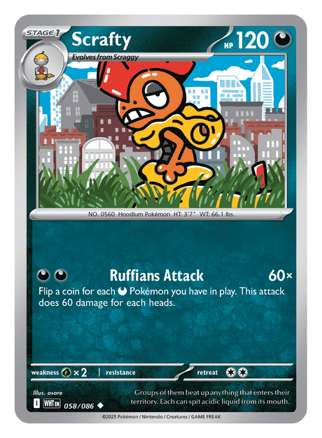 Scrafty 058/086 - Pokémon TCG White Flare card