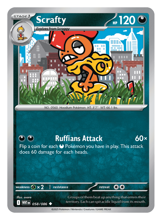 Scrafty 058/086 - Pokémon TCG White Flare card