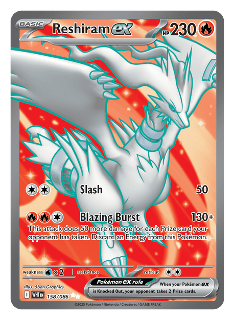 Reshiram ex 158/086 - Pokémon TCG White Flare card