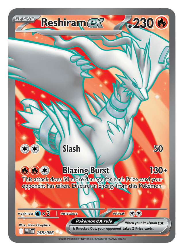 Reshiram ex 158/086 - Pokémon TCG White Flare card