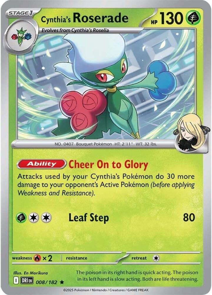 Cynthia's Roserade 008/182 - Destined Rivals Pokémon TCG card
