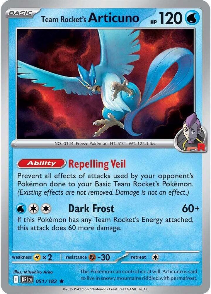 Team Rocket's Articuno 051/182 - Destined Rivals Pokémon TCG card