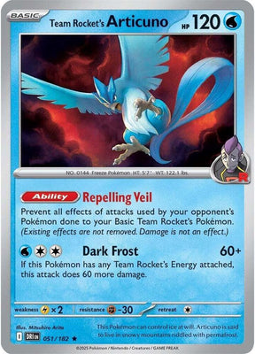Team Rocket's Articuno 051/182 - Destined Rivals Pokémon TCG card