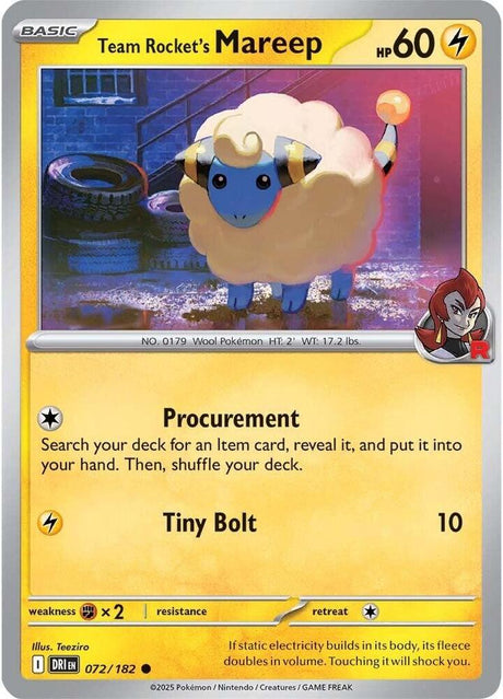 Team Rocket's Mareep 072/182 - Destined Rivals Pokémon TCG card