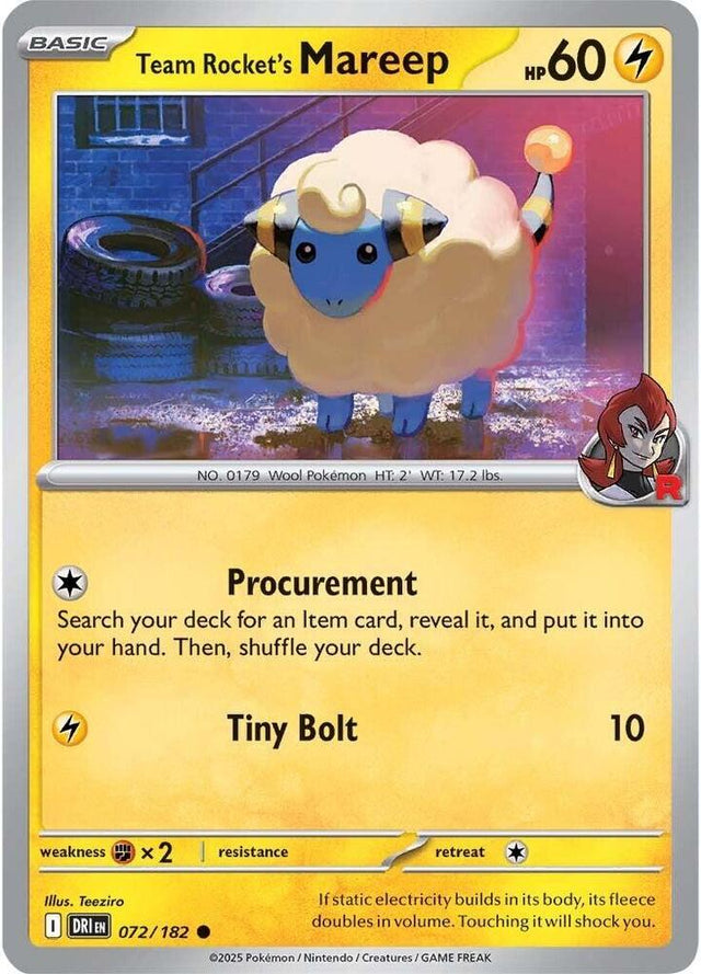 Team Rocket's Mareep 072/182 - Destined Rivals Pokémon TCG card