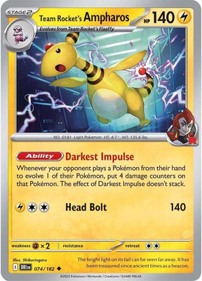 Team Rocket's Ampharos 074/182 - Destined Rivals Pokémon TCG card