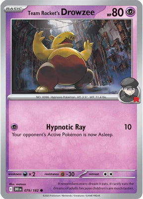 Team Rocket's Drowzee 079/182 - Destined Rivals Pokémon TCG card