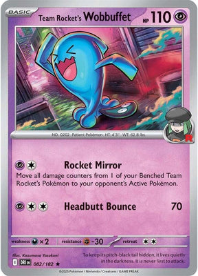 Team Rocket's Wobbuffet 082/182 - Destined Rivals Pokémon TCG card
