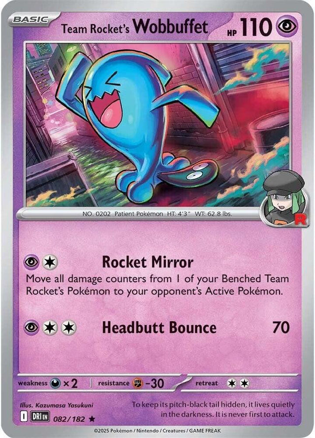 Team Rocket's Wobbuffet 082/182 - Destined Rivals Pokémon TCG card
