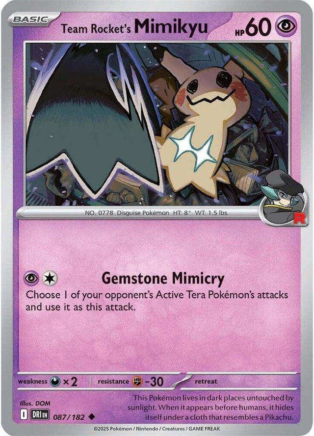 Team Rocket's Mimikyu 087/182 - Destined Rivals Pokémon TCG card