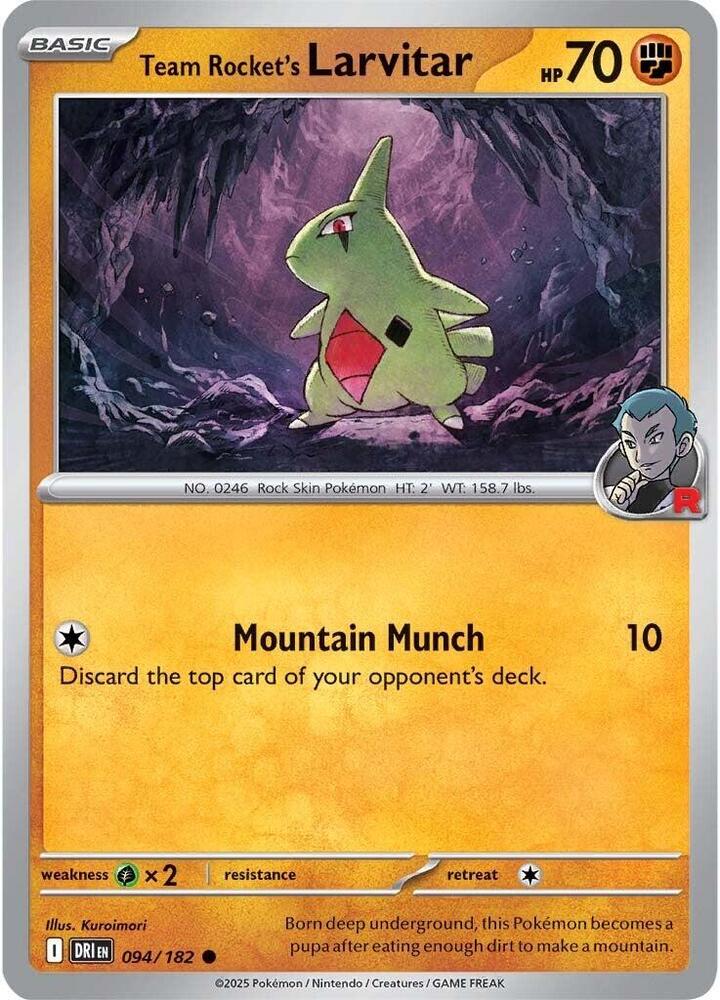 Team Rocket's Larvitar 094/182 - Destined Rivals Pokémon TCG card