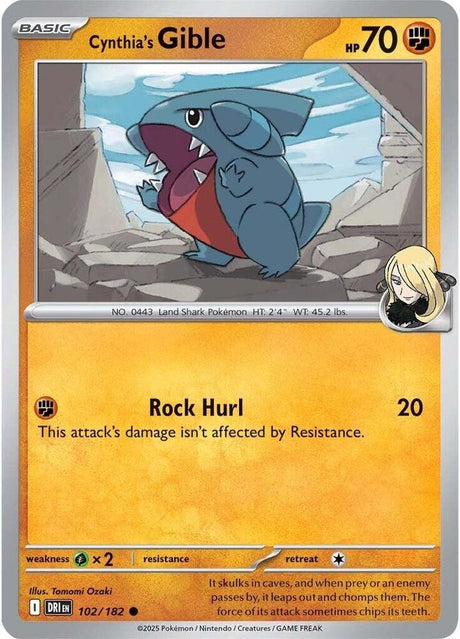 Cynthia's Gible 102/182 - Destined Rivals Pokémon TCG card