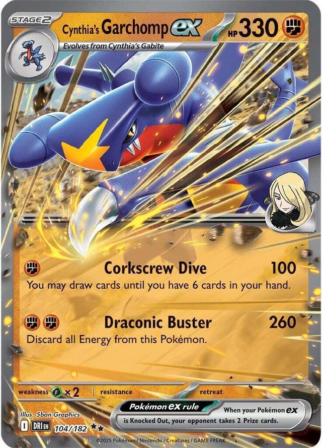 Cynthia's Garchomp ex 104/182 - Destined Rivals Pokémon TCG card