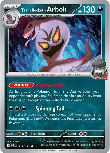 Team Rocket's Arbok 113/182 - Destined Rivals Pokémon TCG card