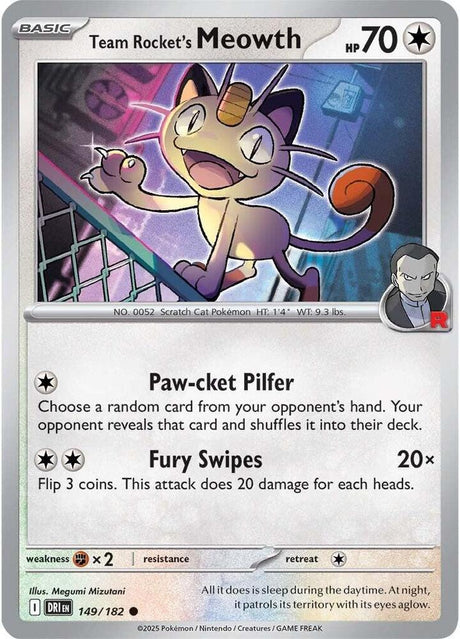 Team Rocket's Meowth 149/182 - Destined Rivals Pokémon TCG card