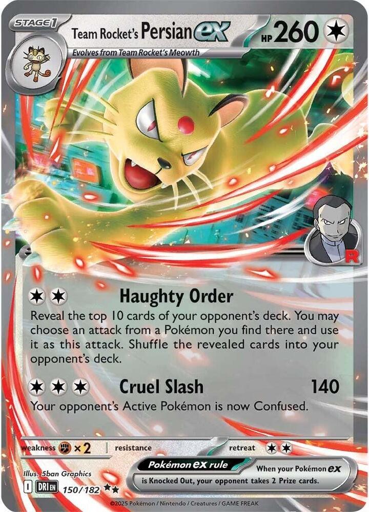 Team Rocket's Persian ex 150/182 - Destined Rivals Pokémon TCG card