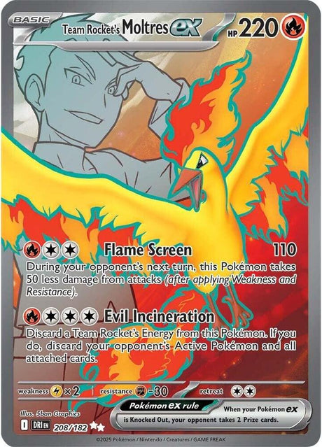 Team Rocket's Moltres ex 208/182 - Destined Rivals Pokémon TCG card
